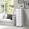 imageSorbus Fabric Dresser for Kids Bedroom  Chest of 6 Drawers Tall Storage Tower Clothing Organizer for Closet for Playroom for Nursery Steel Frame Fabric Bins  Wood Handle WhiteWhite