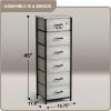 imageSorbus Fabric Dresser for Kids Bedroom  Chest of 6 Drawers Tall Storage Tower Clothing Organizer for Closet for Playroom for Nursery Steel Frame Fabric Bins  Wood Handle WhiteGreige