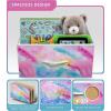 imageSorbus Fabric Dresser for Kids Bedroom  Chest of 6 Drawers Tall Storage Tower Clothing Organizer for Closet for Playroom for Nursery Steel Frame Fabric Bins  Wood Handle WatercolorRainbow Sparkle