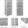 imageSorbus Fabric Dresser for Kids Bedroom  Chest of 6 Drawers Tall Storage Tower Clothing Organizer for Closet for Playroom for Nursery Steel Frame Fabric Bins  Wood Handle WhiteGrey