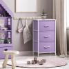imageSorbus Fabric Dresser for Kids Bedroom  Chest of 6 Drawers Tall Storage Tower Clothing Organizer for Closet for Playroom for Nursery Steel Frame Fabric Bins  Wood Handle MultiPastelPurple