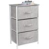 imageSorbus Fabric Dresser for Kids Bedroom  Chest of 6 Drawers Tall Storage Tower Clothing Organizer for Closet for Playroom for Nursery Steel Frame Fabric Bins  Wood Handle WhiteGrey