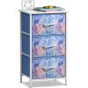 imageSorbus Fabric Dresser for Kids Bedroom  Chest of 6 Drawers Tall Storage Tower Clothing Organizer for Closet for Playroom for Nursery Steel Frame Fabric Bins  Wood Handle MultiPastelBlue Tiedye