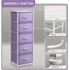 imageSorbus Fabric Dresser for Kids Bedroom  Chest of 6 Drawers Tall Storage Tower Clothing Organizer for Closet for Playroom for Nursery Steel Frame Fabric Bins  Wood Handle MultiPastelPurple