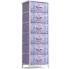 imageSorbus Fabric Dresser for Kids Bedroom  Chest of 6 Drawers Tall Storage Tower Clothing Organizer for Closet for Playroom for Nursery Steel Frame Fabric Bins  Wood Handle MultiPastelPurple Tiedye