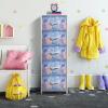 imageSorbus Fabric Dresser for Kids Bedroom  Chest of 6 Drawers Tall Storage Tower Clothing Organizer for Closet for Playroom for Nursery Steel Frame Fabric Bins  Wood Handle MultiPastelBlue Tiedye