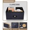 imageSorbus Fabric Dresser for Kids Bedroom  Chest of 6 Drawers Tall Storage Tower Clothing Organizer for Closet for Playroom for Nursery Steel Frame Fabric Bins  Wood Handle WhiteWood Top  Black