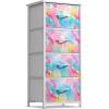 imageSorbus Fabric Dresser for Kids Bedroom  Chest of 6 Drawers Tall Storage Tower Clothing Organizer for Closet for Playroom for Nursery Steel Frame Fabric Bins  Wood Handle WatercolorRainbow Sparkle