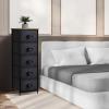 imageSorbus Fabric Dresser for Kids Bedroom  Chest of 6 Drawers Tall Storage Tower Clothing Organizer for Closet for Playroom for Nursery Steel Frame Fabric Bins  Wood Handle WhiteWood Top  Black