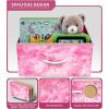 imageSorbus Fabric Dresser for Kids Bedroom  Chest of 6 Drawers Tall Storage Tower Clothing Organizer for Closet for Playroom for Nursery Steel Frame Fabric Bins  Wood Handle MultiPastelPink Tiedye