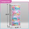 imageSorbus Fabric Dresser for Kids Bedroom  Chest of 6 Drawers Tall Storage Tower Clothing Organizer for Closet for Playroom for Nursery Steel Frame Fabric Bins  Wood Handle WatercolorRainbow Sparkle