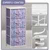 imageSorbus Fabric Dresser for Kids Bedroom  Chest of 6 Drawers Tall Storage Tower Clothing Organizer for Closet for Playroom for Nursery Steel Frame Fabric Bins  Wood Handle MultiPastelPurple Tiedye
