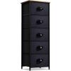 imageSorbus Fabric Dresser for Kids Bedroom  Chest of 6 Drawers Tall Storage Tower Clothing Organizer for Closet for Playroom for Nursery Steel Frame Fabric Bins  Wood Handle WhiteWood Top  Black