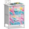 imageSorbus Fabric Dresser for Kids Bedroom  Chest of 6 Drawers Tall Storage Tower Clothing Organizer for Closet for Playroom for Nursery Steel Frame Fabric Bins  Wood Handle WatercolorRainbow Sparkle