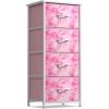 imageSorbus Fabric Dresser for Kids Bedroom  Chest of 6 Drawers Tall Storage Tower Clothing Organizer for Closet for Playroom for Nursery Steel Frame Fabric Bins  Wood Handle MultiPastelPink Tiedye