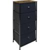 imageSorbus Fabric Dresser for Kids Bedroom  Chest of 6 Drawers Tall Storage Tower Clothing Organizer for Closet for Playroom for Nursery Steel Frame Fabric Bins  Wood Handle WhiteWood Top  Black