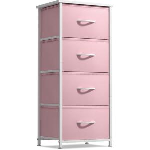 imageSorbus Fabric Dresser for Kids Bedroom  Chest of 6 Drawers Tall Storage Tower Clothing Organizer for Closet for Playroom for Nursery Steel Frame Fabric Bins  Wood Handle MultiPastelPink
