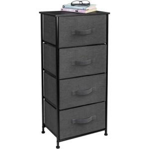 imageSorbus Fabric Dresser for Kids Bedroom  Chest of 6 Drawers Tall Storage Tower Clothing Organizer for Closet for Playroom for Nursery Steel Frame Fabric Bins  Wood Handle WhiteBlack