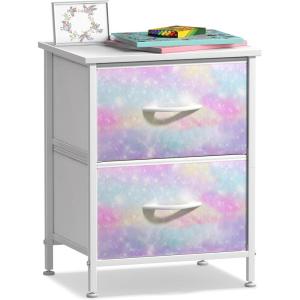 imageSorbus Fabric Dresser for Kids Bedroom  Chest of 6 Drawers Tall Storage Tower Clothing Organizer for Closet for Playroom for Nursery Steel Frame Fabric Bins  Wood Handle WatercolorWatercolor