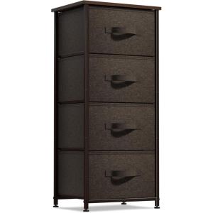 imageSorbus Fabric Dresser for Kids Bedroom  Chest of 6 Drawers Tall Storage Tower Clothing Organizer for Closet for Playroom for Nursery Steel Frame Fabric Bins  Wood Handle WhiteBrown