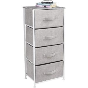 imageSorbus Fabric Dresser for Kids Bedroom  Chest of 6 Drawers Tall Storage Tower Clothing Organizer for Closet for Playroom for Nursery Steel Frame Fabric Bins  Wood Handle WhiteGrey