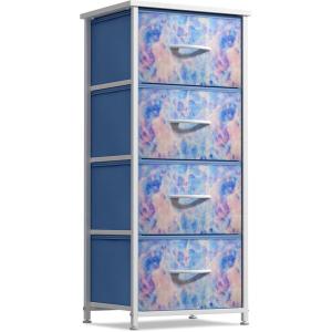 imageSorbus Fabric Dresser for Kids Bedroom  Chest of 6 Drawers Tall Storage Tower Clothing Organizer for Closet for Playroom for Nursery Steel Frame Fabric Bins  Wood Handle MultiPastelBlue Tiedye