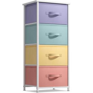 imageSorbus Fabric Dresser for Kids Bedroom  Chest of 6 Drawers Tall Storage Tower Clothing Organizer for Closet for Playroom for Nursery Steel Frame Fabric Bins  Wood Handle MultiPastelPastel