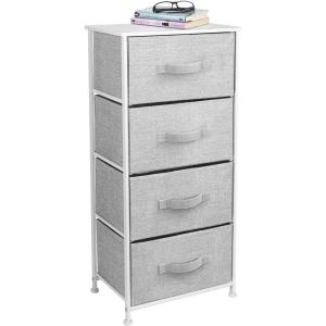 imageSorbus Fabric Dresser for Kids Bedroom  Chest of 6 Drawers Tall Storage Tower Clothing Organizer for Closet for Playroom for Nursery Steel Frame Fabric Bins  Wood Handle WhiteWhite