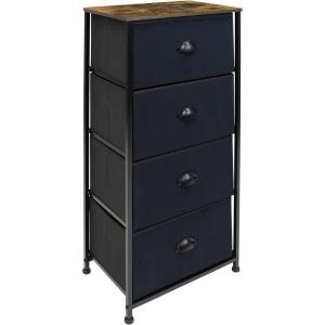 imageSorbus Fabric Dresser for Kids Bedroom  Chest of 6 Drawers Tall Storage Tower Clothing Organizer for Closet for Playroom for Nursery Steel Frame Fabric Bins  Wood Handle WhiteWood Top  Black
