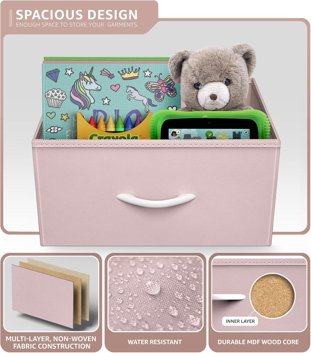 imageSorbus Nightstand with 2 Drawers  Kids Bedside Furniture End Table Night Stand  Steel Frame Wood Top ampamp Easy Pull Fabric Bins  Dresser ampamp Chest for Home Bedroom Accessories Office ampamp Dorm 2 PackPink