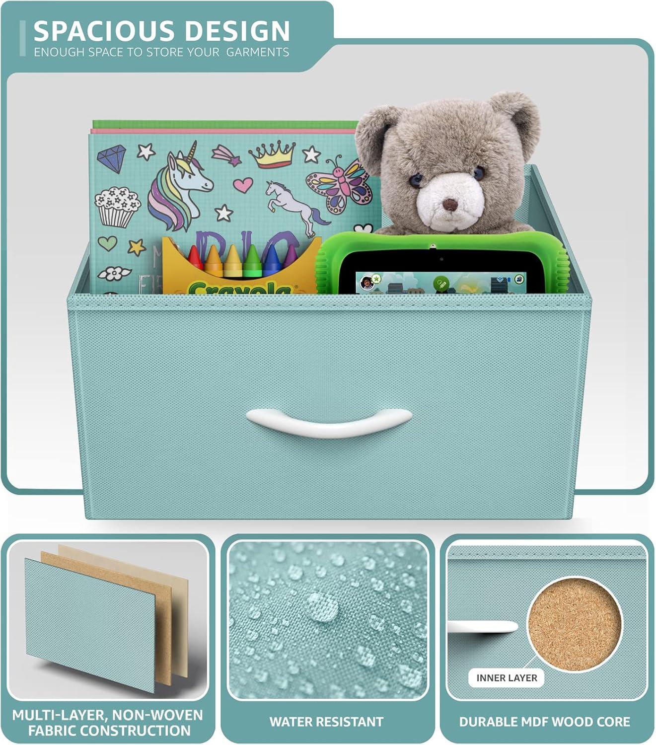 imageSorbus Nightstand with 2 Drawers  Kids Bedside Furniture End Table Night Stand  Steel Frame Wood Top ampamp Easy Pull Fabric Bins  Dresser ampamp Chest for Home Bedroom Accessories Office ampamp Dorm 2 PackAqua