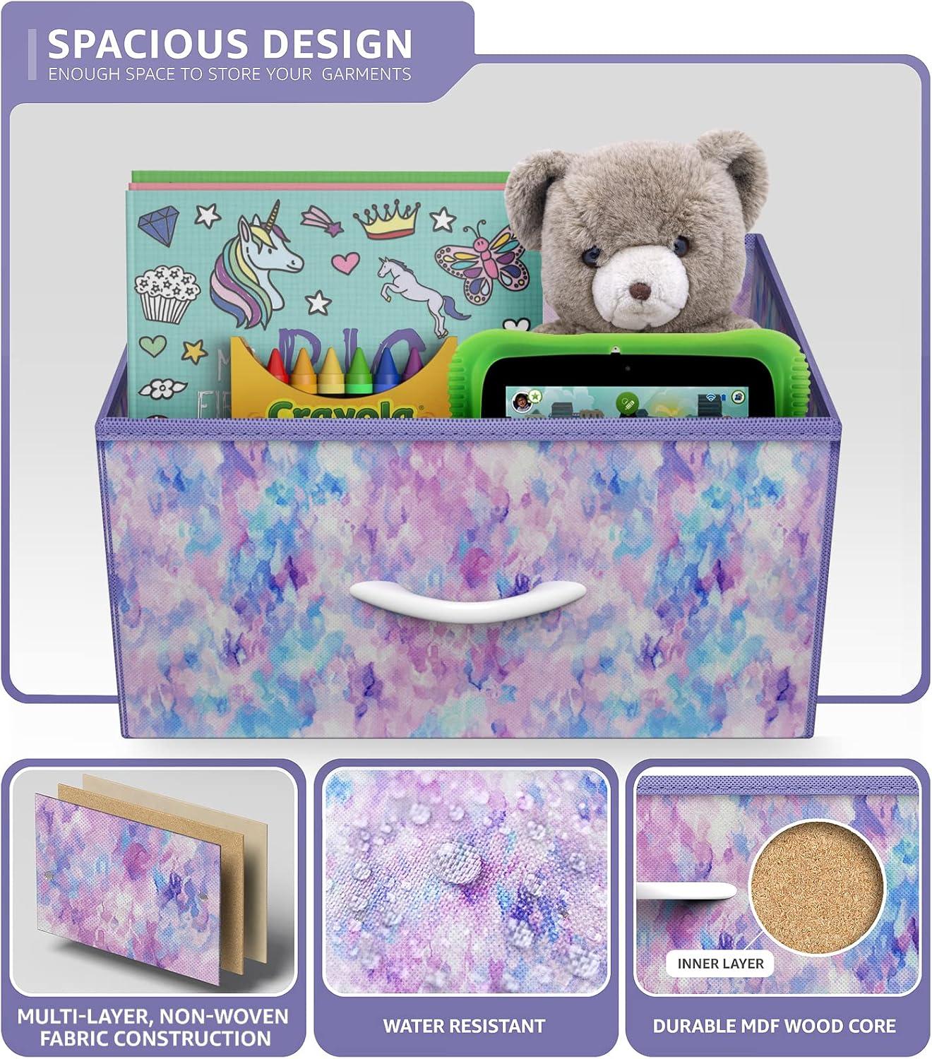 imageSorbus Nightstand with 2 Drawers  Kids Bedside Furniture End Table Night Stand  Steel Frame Wood Top ampamp Easy Pull Fabric Bins  Dresser ampamp Chest for Home Bedroom Accessories Office ampamp Dorm 2 PackPurple Tiedye