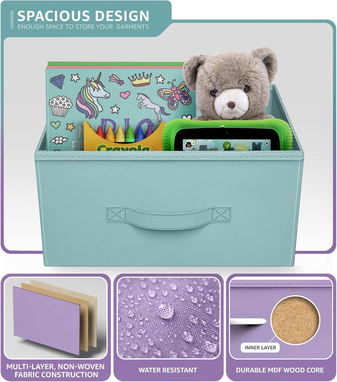 imageSorbus Nightstand with 2 Drawers  Kids Bedside Furniture End Table Night Stand  Steel Frame Wood Top ampamp Easy Pull Fabric Bins  Dresser ampamp Chest for Home Bedroom Accessories Office ampamp Dorm 2 PackPurpleAqua