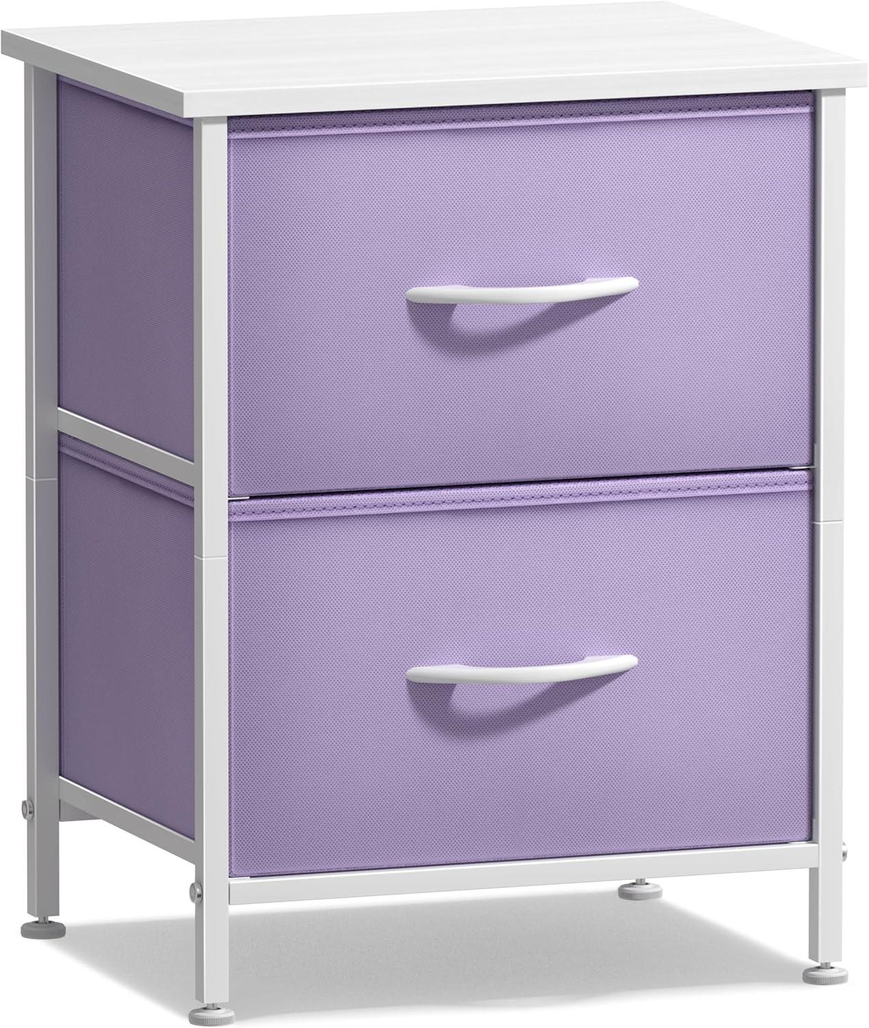 imageSorbus Nightstand with 2 Drawers  Kids Bedside Furniture End Table Night Stand  Steel Frame Wood Top ampamp Easy Pull Fabric Bins  Dresser ampamp Chest for Home Bedroom Accessories Office ampamp Dorm 2 PackPurple