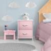 imageSorbus Nightstand with 2 Drawers  Kids Bedside Furniture End Table Night Stand  Steel Frame Wood Top ampamp Easy Pull Fabric Bins  Dresser ampamp Chest for Home Bedroom Accessories Office ampamp Dorm 2 PackPink