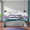 imageSorbus Nightstand with 2 Drawers  Kids Bedside Furniture End Table Night Stand  Steel Frame Wood Top ampamp Easy Pull Fabric Bins  Dresser ampamp Chest for Home Bedroom Accessories Office ampamp Dorm 2 PackPurpleAqua