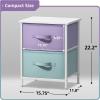 imageSorbus Nightstand with 2 Drawers  Kids Bedside Furniture End Table Night Stand  Steel Frame Wood Top ampamp Easy Pull Fabric Bins  Dresser ampamp Chest for Home Bedroom Accessories Office ampamp Dorm 2 PackPurpleAqua