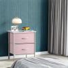 imageSorbus Nightstand with 2 Drawers  Kids Bedside Furniture End Table Night Stand  Steel Frame Wood Top ampamp Easy Pull Fabric Bins  Dresser ampamp Chest for Home Bedroom Accessories Office ampamp Dorm 2 PackPink