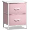 imageSorbus Nightstand with 2 Drawers  Kids Bedside Furniture End Table Night Stand  Steel Frame Wood Top ampamp Easy Pull Fabric Bins  Dresser ampamp Chest for Home Bedroom Accessories Office ampamp Dorm 2 PackPink