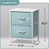 imageSorbus Nightstand with 2 Drawers  Kids Bedside Furniture End Table Night Stand  Steel Frame Wood Top ampamp Easy Pull Fabric Bins  Dresser ampamp Chest for Home Bedroom Accessories Office ampamp Dorm 2 PackAqua
