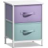 imageSorbus Nightstand with 2 Drawers  Kids Bedside Furniture End Table Night Stand  Steel Frame Wood Top ampamp Easy Pull Fabric Bins  Dresser ampamp Chest for Home Bedroom Accessories Office ampamp Dorm 2 PackPurpleAqua