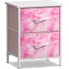 imageSorbus Nightstand with 2 Drawers  Kids Bedside Furniture End Table Night Stand  Steel Frame Wood Top ampamp Easy Pull Fabric Bins  Dresser ampamp Chest for Home Bedroom Accessories Office ampamp Dorm 2 PackPink Tiedye