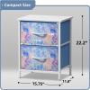 imageSorbus Nightstand with 2 Drawers  Kids Bedside Furniture End Table Night Stand  Steel Frame Wood Top ampamp Easy Pull Fabric Bins  Dresser ampamp Chest for Home Bedroom Accessories Office ampamp Dorm 2 PackBlue Tiedye