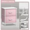 imageSorbus Nightstand with 2 Drawers  Kids Bedside Furniture End Table Night Stand  Steel Frame Wood Top ampamp Easy Pull Fabric Bins  Dresser ampamp Chest for Home Bedroom Accessories Office ampamp Dorm 2 PackPink