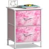 imageSorbus Nightstand with 2 Drawers  Kids Bedside Furniture End Table Night Stand  Steel Frame Wood Top ampamp Easy Pull Fabric Bins  Dresser ampamp Chest for Home Bedroom Accessories Office ampamp Dorm 2 PackPink Tiedye