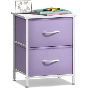 imageSorbus Nightstand with 2 Drawers  Kids Bedside Furniture End Table Night Stand  Steel Frame Wood Top ampamp Easy Pull Fabric Bins  Dresser ampamp Chest for Home Bedroom Accessories Office ampamp Dorm 2 PackPurple