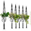 imageSorbus Macrame Plant Hanger 6 Pack Indoor Outdoor Hanging Plant Pots Cotton Rope Elegant for Home Patio Garden BlackBlack