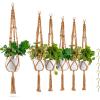 imageSorbus Macrame Plant Hanger 6 Pack Indoor Outdoor Hanging Plant Pots Cotton Rope Elegant for Home Patio Garden BlackBrown