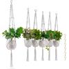 imageSorbus Macrame Plant Hanger 6 Pack Indoor Outdoor Hanging Plant Pots Cotton Rope Elegant for Home Patio Garden BlackWhite