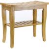 imageSorbus Bamboo Shower Bench Stool with Shelf  2Tier Wood Storage ampamp Seating for Bathroom Shower Bench Chair Bath Stool Spa Sauna Seat